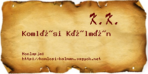 Komlósi Kálmán névjegykártya